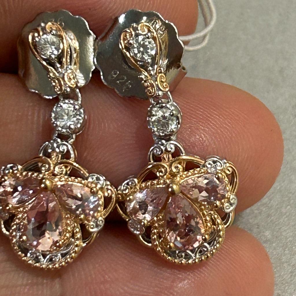 Michael Valitutti Gems En Vogue 1.74ctw Morganite & White Zircon Drop Earrings
